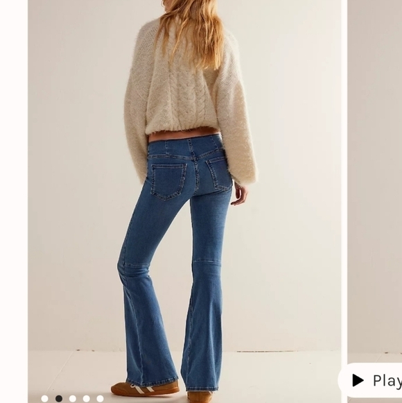 Free People Flare Penny Pull On Denim Jeans Blue Size 30 - Picture 11 of 12